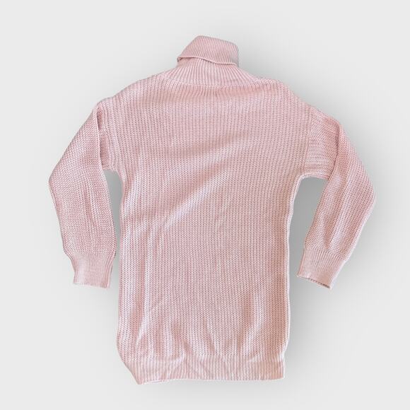 Boohoo Soft XS Pink Ribbed Knit Turtleneck Tunic Sweater Long Sleeve Cozycore - Picture 4 of 5